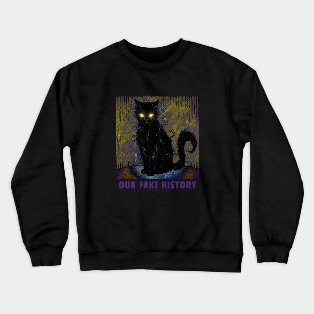 Evil Black Cat Crewneck Sweatshirt by Our Fake History